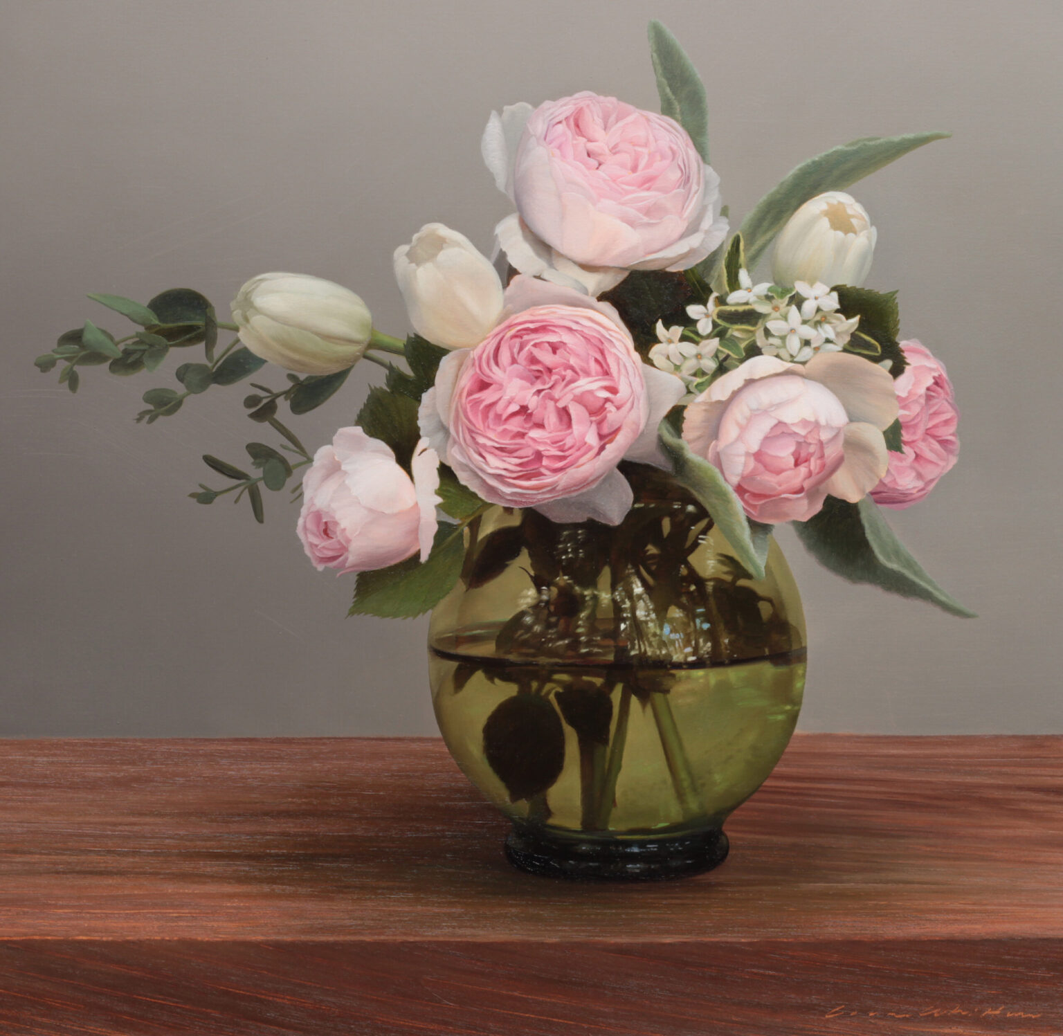 Liane Whittum, Roses, Lambs Ear &amp; Green Glass